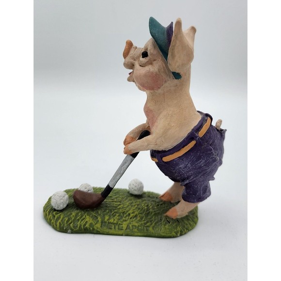 Golfing Pigs Calabar Creations LOT/2 Pig Hollow Pete Apsit figurine Vintage READ - Picture 6 of 16